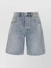 Purple Distressed Denim Bermuda Shorts With Belt Loops In Blue
