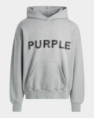 Purple Embellished Logo Fleece Cotton Oversized Hoodie In Multi