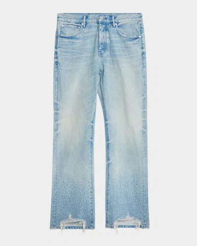 Purple Embellished Washed-denim Bootcut Jeans In