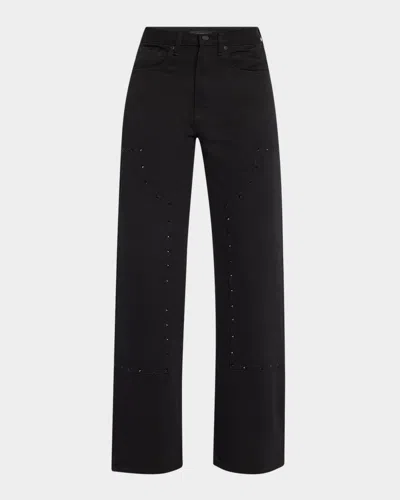 Purple Embellished Wide-leg Carpenter Jeans In Black