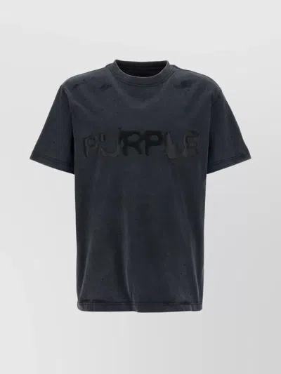 PURPLE 'FLUID LOGO' CREW NECK T-SHIRT