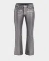Purple Foiled Bootcut Ankle Jeans In Dk Indigo