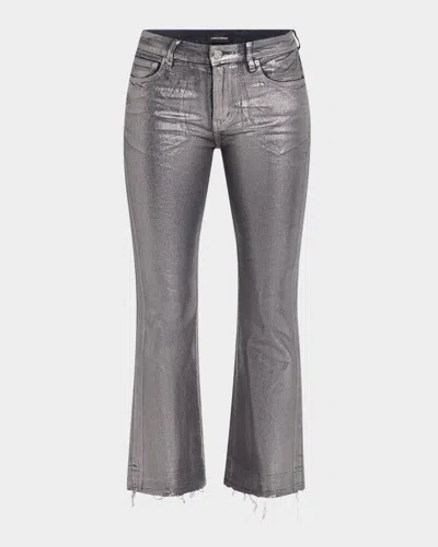 Purple Foiled Bootcut Ankle Jeans In Dk Indigo