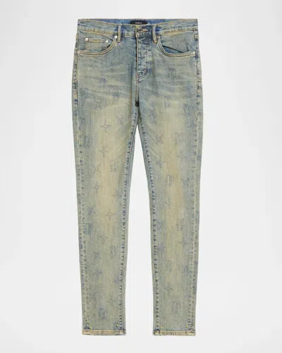 Purple Gothic Wire Monogram Skinny Jeans In Blue