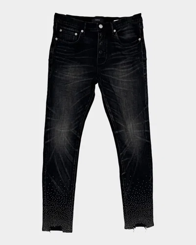 Purple High Contrast Bling Skinny Jeans In Black