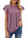 Purple Lava Pom Pom Flowy Short Sleeve Top In Purple In Purple