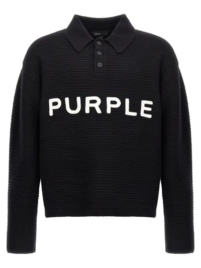 Purple Logo Embroidery Sweater In Black