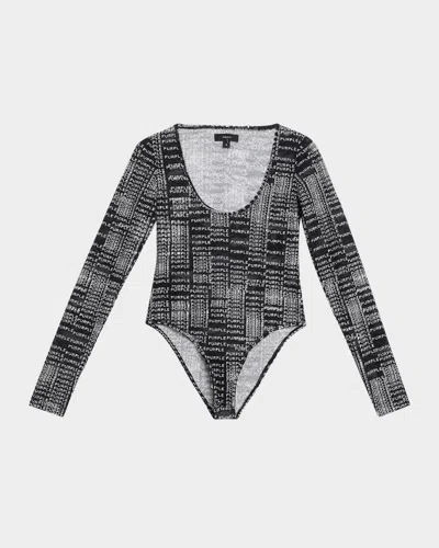Purple Logo Long-sleeve Lace Bodysuit In Black