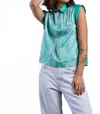 Purple Maroon Lace Mixed Blouse In Green In Blue