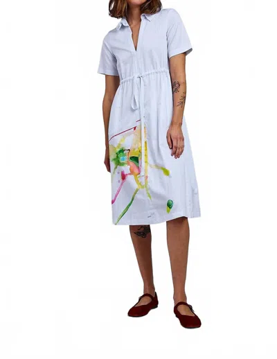 Purple Maroon Watercolor Midi Dress In White In Blue