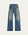 Purple Men's 9 To 5 Medium Wash Baggy Wide-leg Jeans In Dk Indigo
