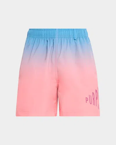 Purple Men & Apos;s All Around Gradient Logo Swim Shorts In Pink
