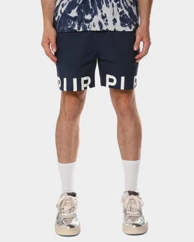 Purple Men & Apos;s All Round Logo Pull-on Shorts In Blue