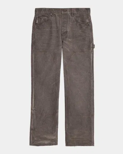 Purple Men & Apos;s Canvas Overdye Carpenter Jeans In Brown