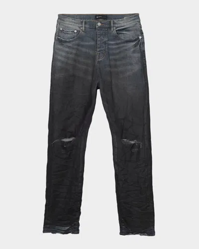 Purple Men & Apos;s Coated Gradient Relaxed Straight-leg Jeans In Mid Indigo
