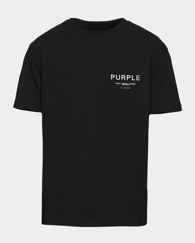 Purple Men & Apos;s Cotton Jersey Logo Crewneck T-shirt In Black