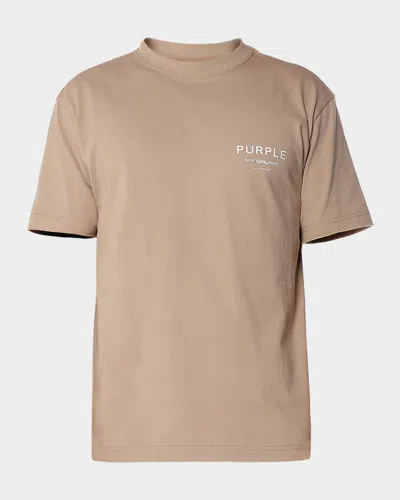 Purple Men & Apos;s Cotton Jersey Logo Crewneck T-shirt In Brown