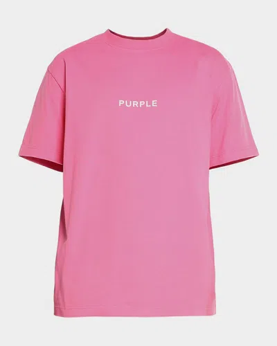 Purple Men & Apos;s Cotton Jersey Logo Crewneck T-shirt In Pink