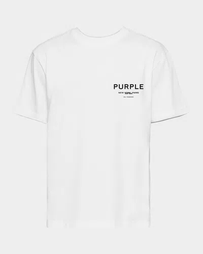 Purple Men & Apos;s Cotton Jersey Logo Crewneck T-shirt In White