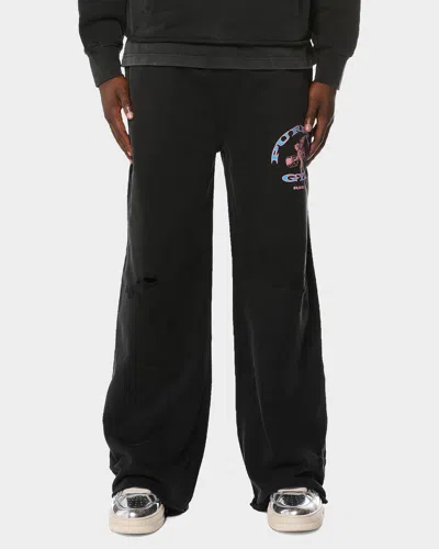 Purple Men & Apos;s Cotton Wide-leg Sweatpants In Black