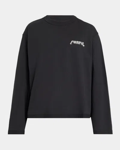 Purple Men & Apos;s Destroy Graphic Long-sleeve T-shirt In