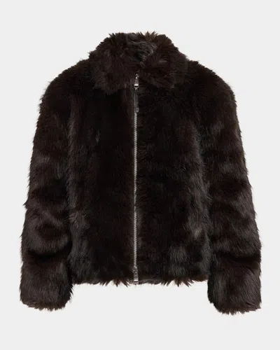 Purple Men & Apos;s Faux-fur Shawl Jacket In Brown