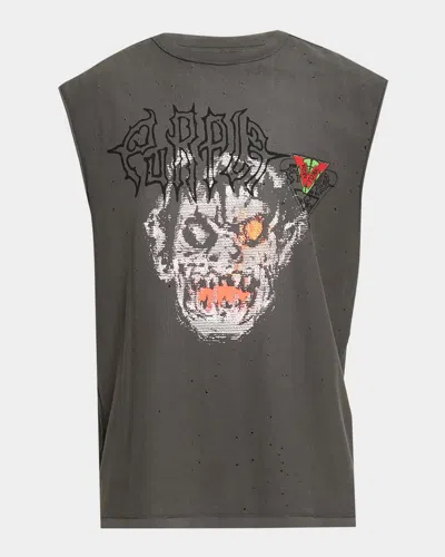 Purple Men & Apos;s Graphic Cotton T-shirt In Gray