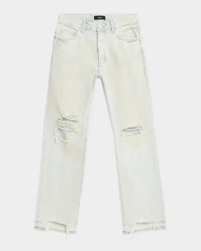 Purple Men & Apos;s Hickory Blowout Stripe Bootcut Jeans In White