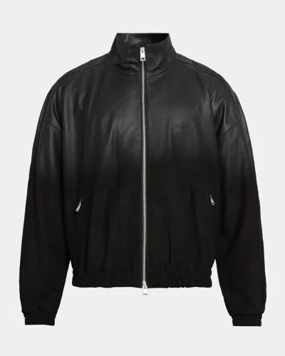 Purple Men & Apos;s Leather Track Jacket In Black