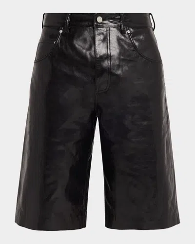 Purple Men & Apos;s Leather Track Shorts In Black