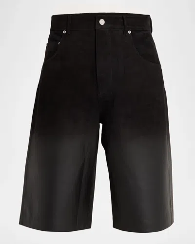 Purple Men & Apos;s Leather Track Wide-leg Shorts In Multi