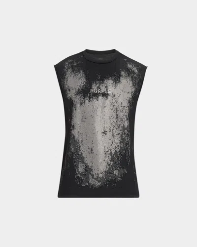 Purple Men & Apos;s Logo Abstract Cotton Sleeveless T-shirt In Black