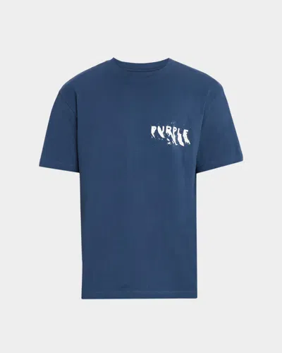 Purple Men & Apos;s Logo Cotton Crewneck T-shirt In Blue