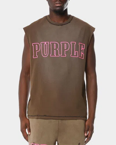Purple Men & Apos;s Logo Textured Jersey Tank In Brown
