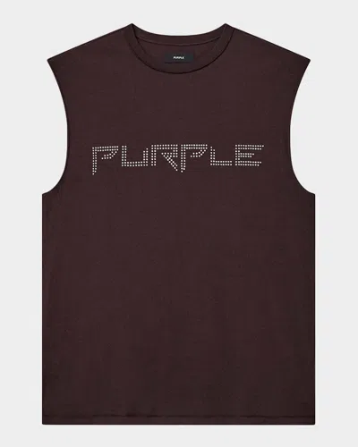 Purple Men & Apos;s Mechanic Dirty Studded Tank Top In Lt Indigo