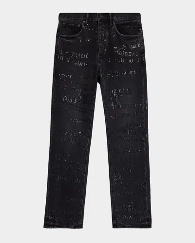 Purple Men & Apos;s P011 Sequins Wordmark Jeans In Black