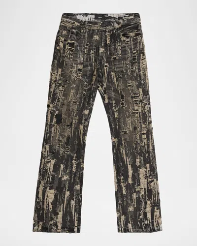 Purple Men & Apos;s P026 Bead Splatter Destroy Jeans In Black