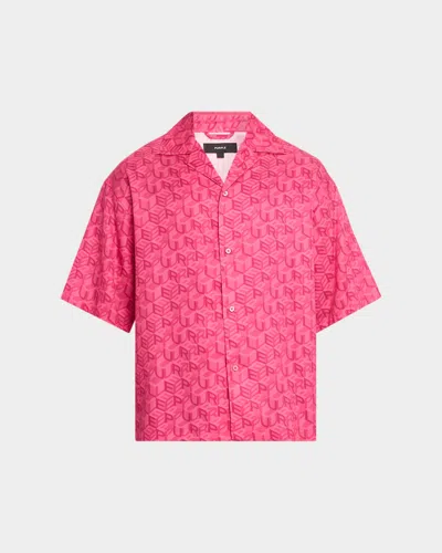 Purple Men & Apos;s Resort Monogram Camp Shirt In Pink