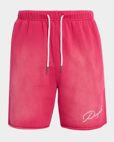 Purple Men & Apos;s Signature Faded Cotton Shorts In Pink