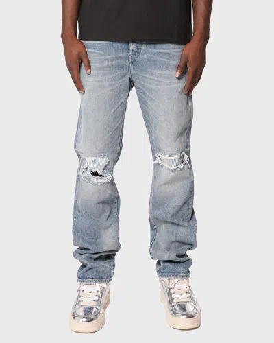 Purple Men & Apos;s Sun-faded Straight-leg Jeans In Lt Indigo