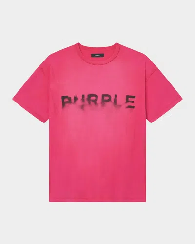 Purple Men & Apos;s Textured Logo T-shirt In Pink
