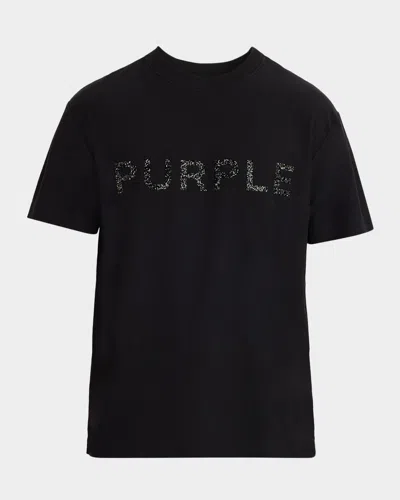 Purple Men & Apos;s Tonal Glitterized Logo T-shirt In Black