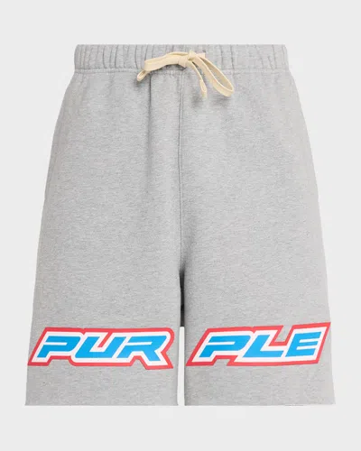 Purple Men & Apos;s Turbo Type Logo Fleece Shorts In Gray