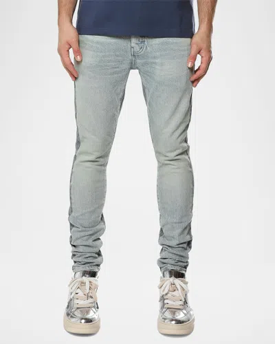 Purple Men & Apos;s Two-tone Skinny Jeans In Lt Indigo