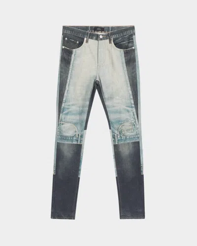 Purple Men & Apos;s Upside Down Patchwork Skinny Jeans In Black