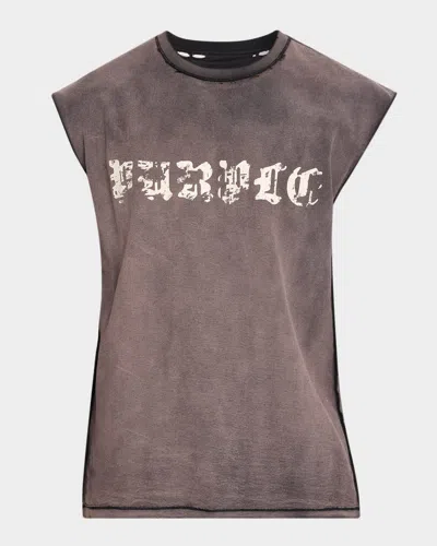 Purple Men & Apos;s Worn Gothic Cotton Tank Top In Brown