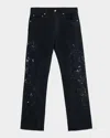 Purple Men's Beaded Splatter Five-pocket Pants In Black