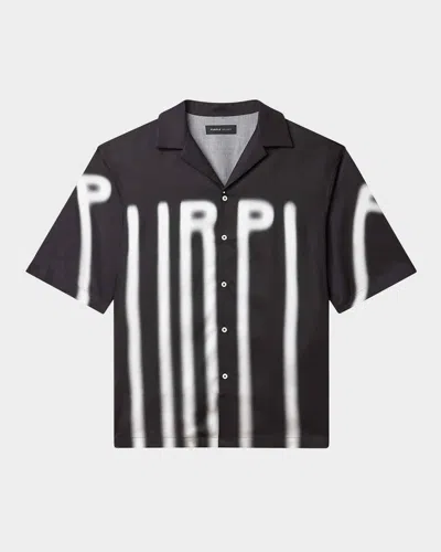 Purple Men's Blurred Wordmark Short-sleeve Shirt In Black