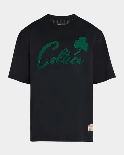 Purple Men's Boston Celtics Mesh T-shirt In Black