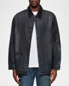 Purple Men's Coated Denim Workwear Jacket In Dk Indigo
